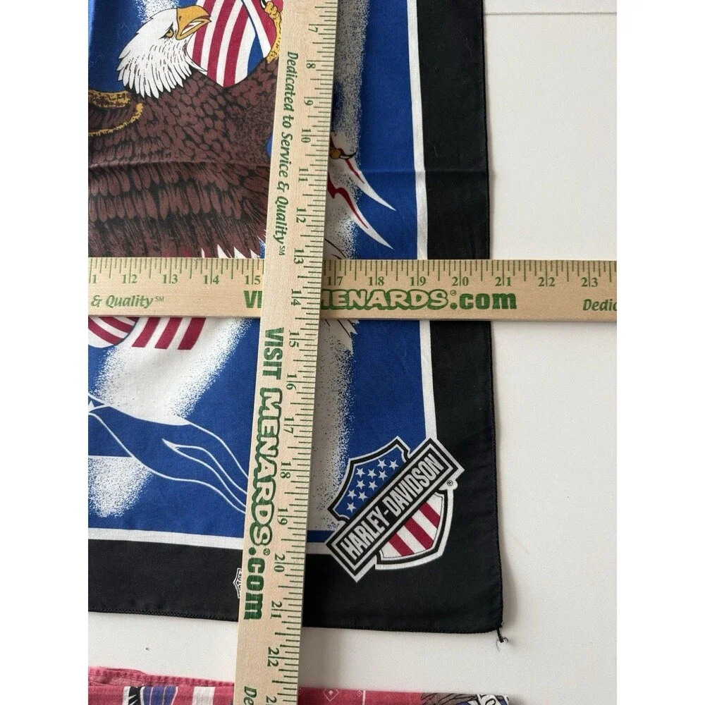 Vtg Harley Davidson Bandana Eagle Headband Handkerchief USA Flag Banner Lot